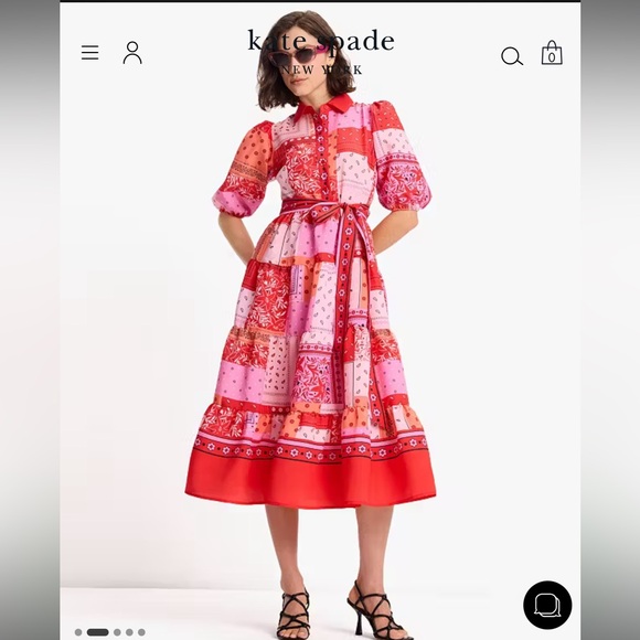 NEW kate spade Bandana Patchwork Midi Dress size XS - Picture 3 of 6